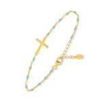 bracelet argent doré croix et turquoise 4