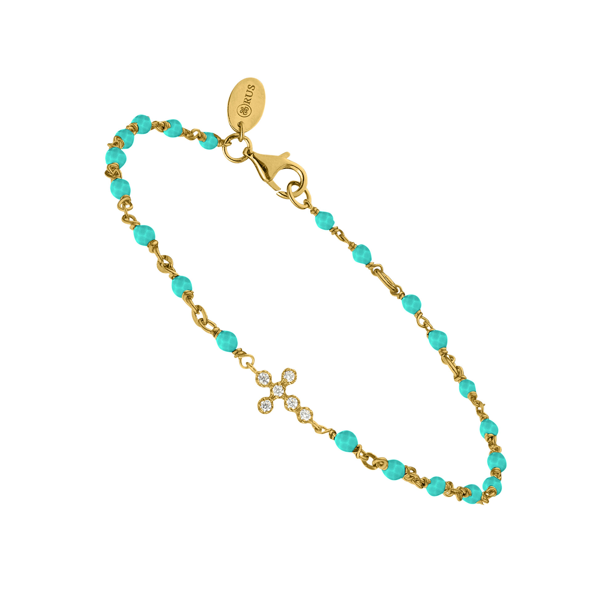 bracelet-argent-dore-croix-zirconium-blanc-et-pierres-turquoise Bracelet argent doré croix zirconium blanc et pierres turquoise 1