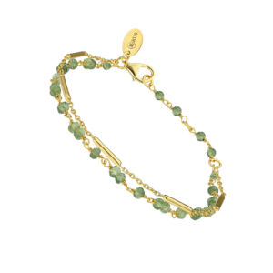 Bracelet argent doré doubles chaines barrettes pierres aventurine 3