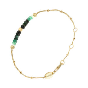 Bracelet argent doré pierres précieuses émeraude véritable et perles dorées 4