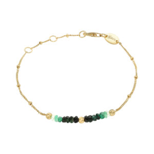Bracelet argent doré pierres précieuses émeraude véritable et perles dorées 3