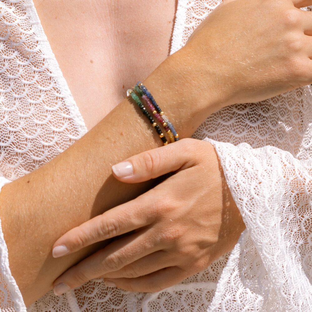 Bracelet argent doré et pierres précieuses saphir 3