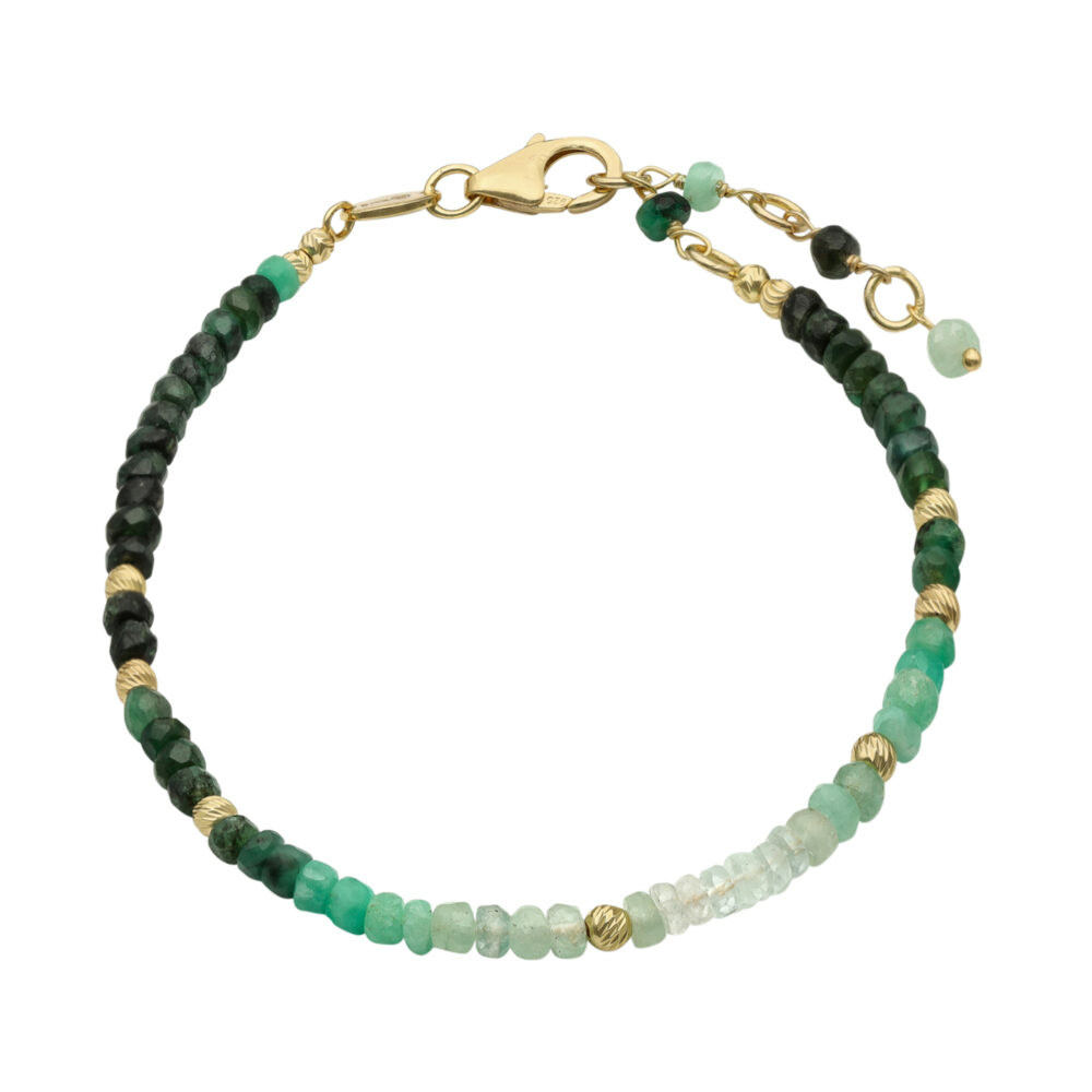 Bracelet argent doré et pierres précieuses émeraude