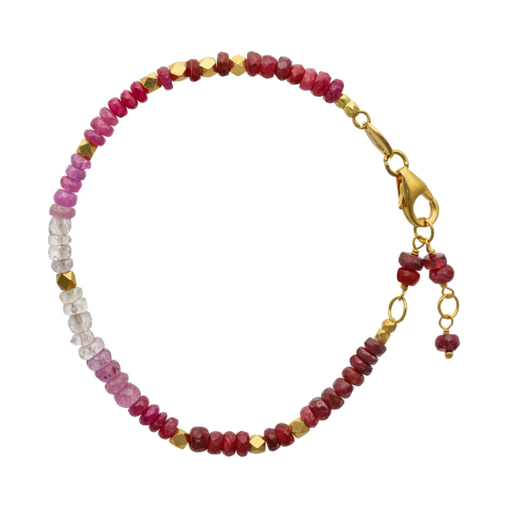 Bracelet argent doré et pierres précieuses rubis
