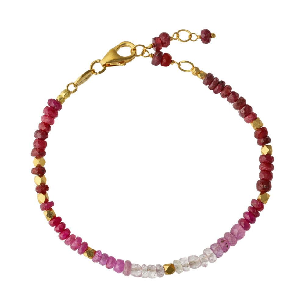 Bracelet argent doré et pierres précieuses rubis