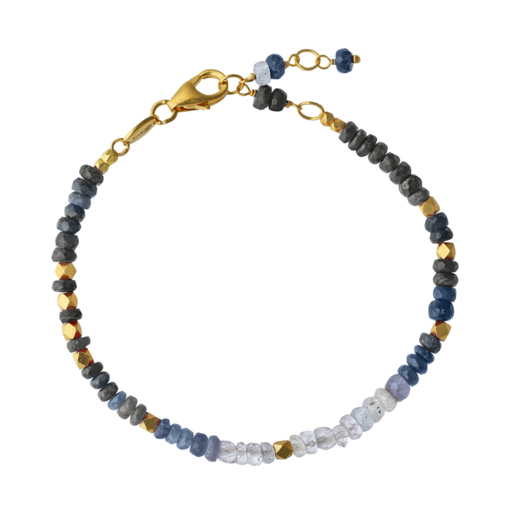 Bracelet argent doré et pierres précieuses saphir