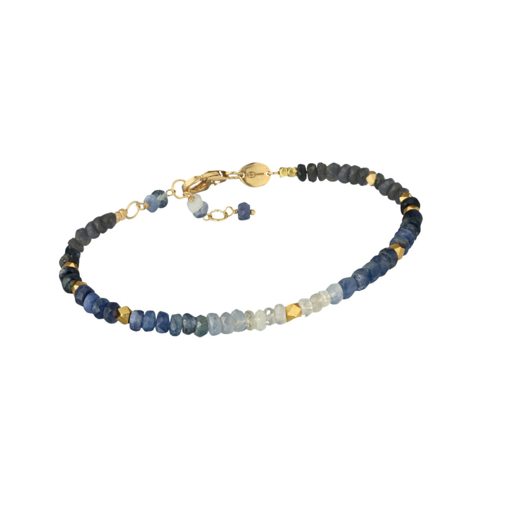 Bracelet argent doré et pierres précieuses saphir