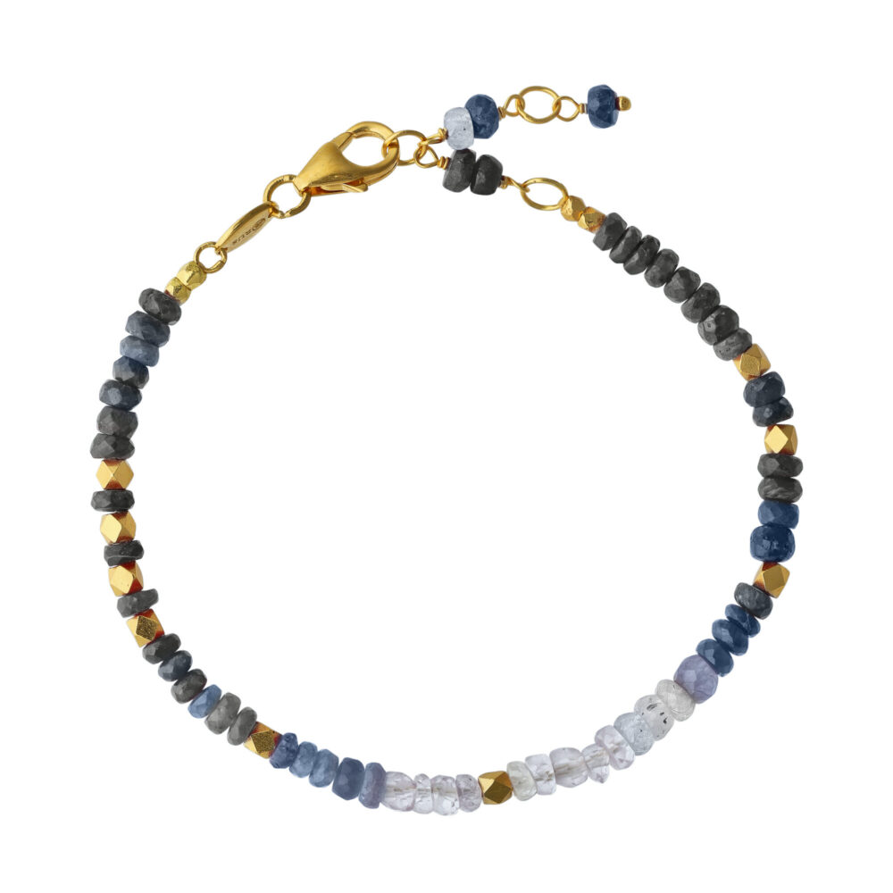 Bracelet argent doré et pierres précieuses saphir