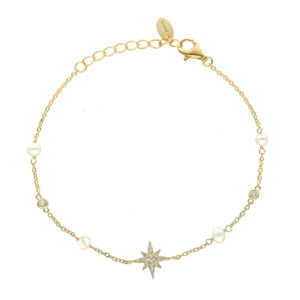 bracelet-argent-dore-etoile-et-perles-naturelles-blanches Bracelet argent doré étoile et perles naturelles blanches 3