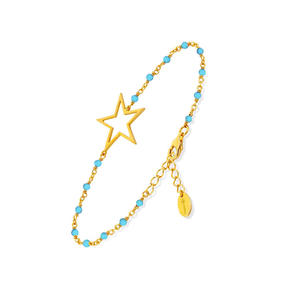 Bracelet argent doré étoile et pierre turquoise 1