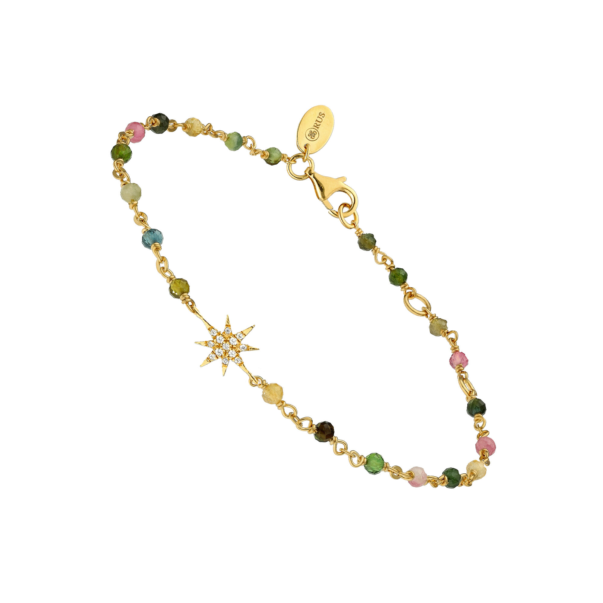 bracelet-argent-dore-etoile-zirconium-blanc-et-pierres-multi-tourmaline Bracelet argent doré étoile zirconium blanc et pierres multi-tourmaline 1