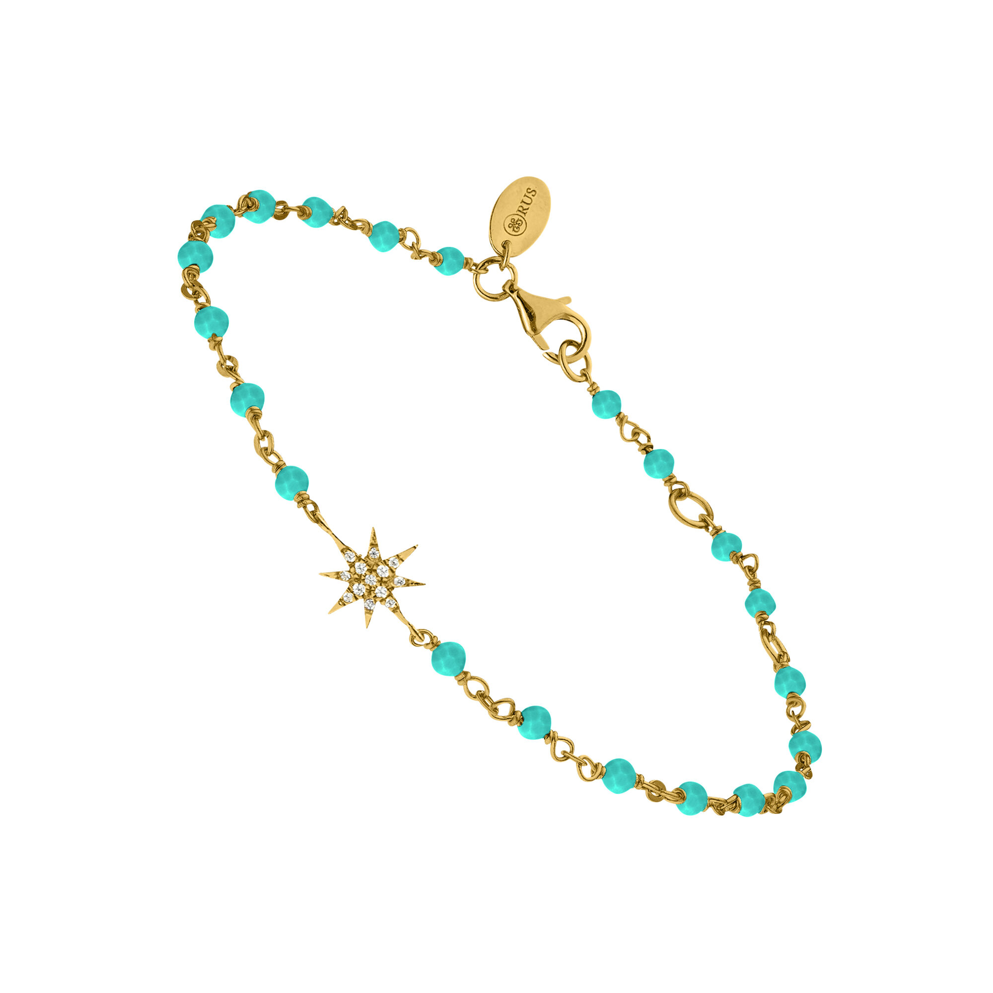 bracelet-argent-dore-etoile-zirconium-blanc-et-pierres-turquoise Bracelet argent doré étoile zirconium blanc et pierres turquoise 1