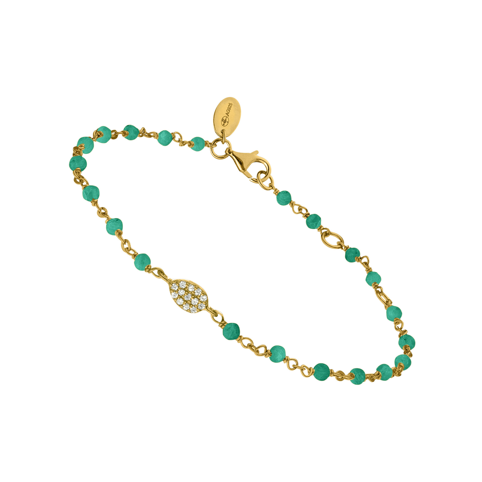 Bracelet argent doré goutte serti blanc pierre onyx vert 1 Bracelet argent doré goutte serti blanc pierre onyx vert