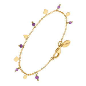 Bracelet argent doré pampilles de forme geometrique et pierre améthyste 3
