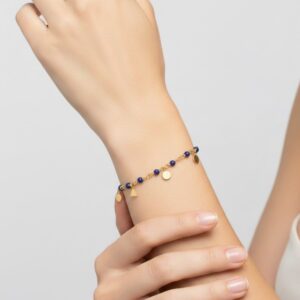 Bracelet argent doré pampilles de forme geometrique et pierre améthyste 4