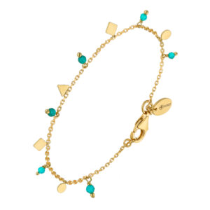 Bracelet argent doré pampilles de forme geometrique et pierre turquoise 3