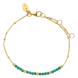 Bracelet argent doré pampilles et pierre naturelle onyx vert 3