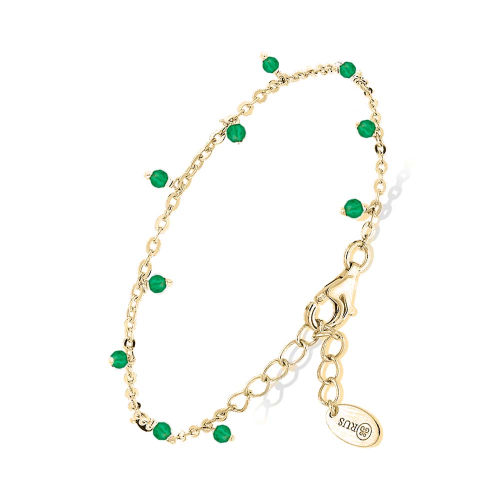 Bracelet argent doré petites goutte perles pierre onyx vert 1