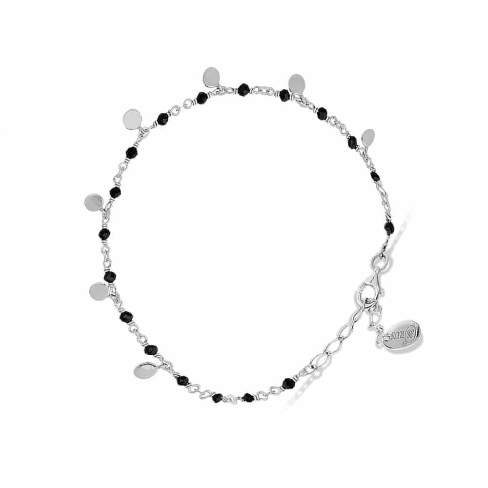 Bracelet argent petites perles pampilles et spinelle noire 1