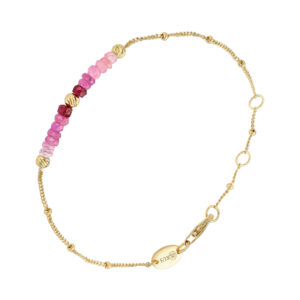 Bracelet argent doré pierres précieuses rubis véritable et perles dorées 5