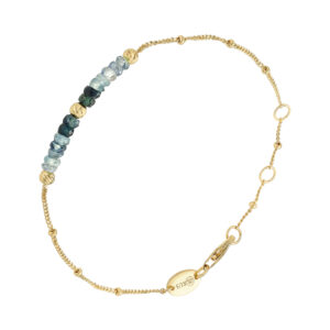 Bracelet argent doré pierres précieuses saphir véritable et perles dorées 4