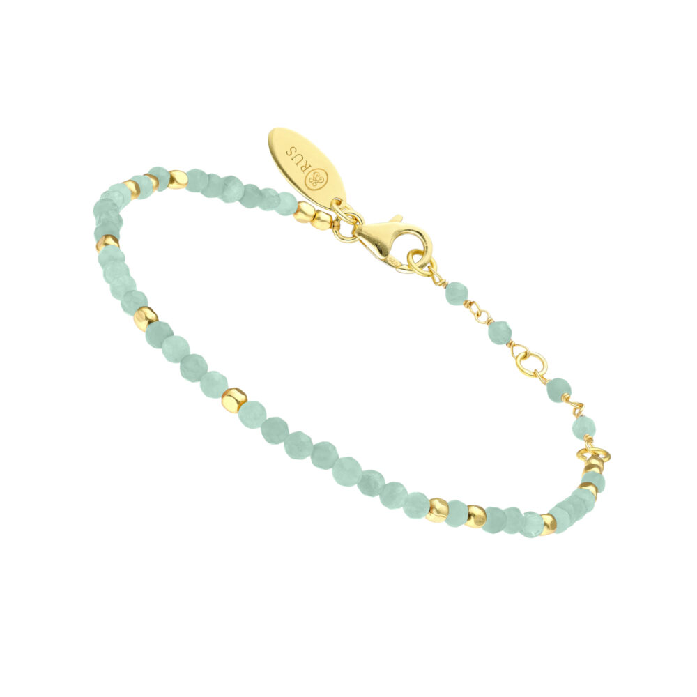 Bracelet argent doré simple perles naturelles amazonite