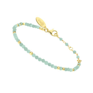Bracelet argent doré simple perles naturelles amazonite 3