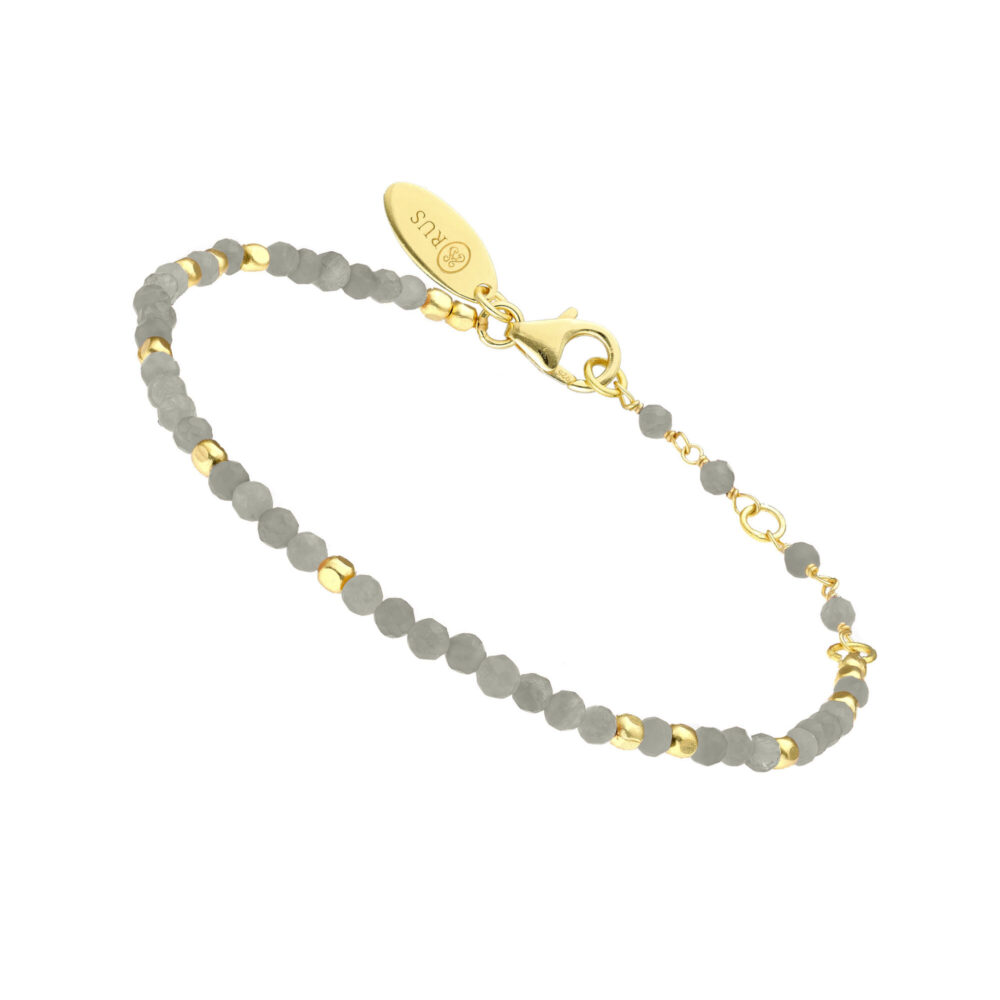 Bracelet argent doré simple perles naturelles labradorite