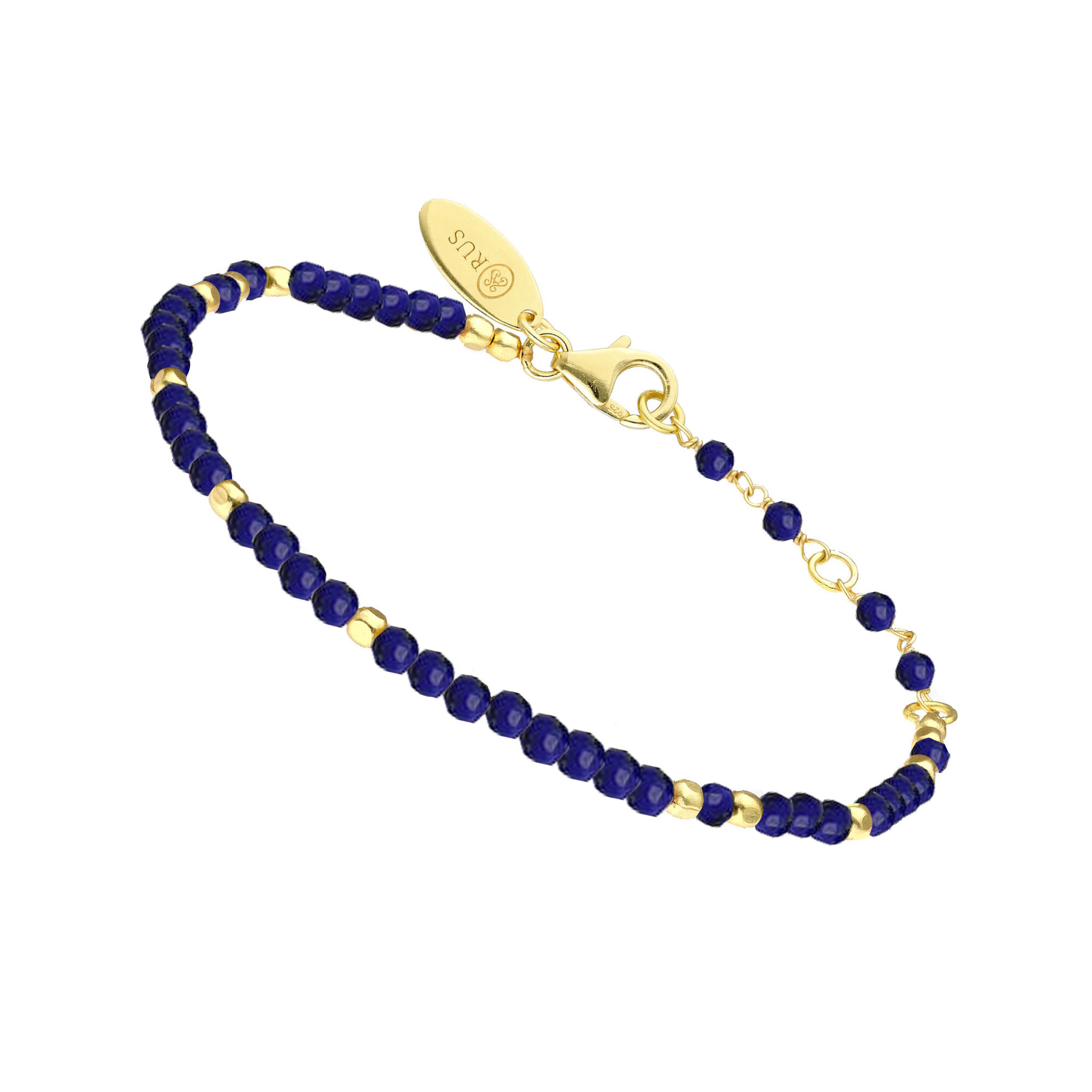 racadrage - BRN7380 DORE TOURMALINEMULTI Bracelet argent doré simple perles naturelles lapis 1