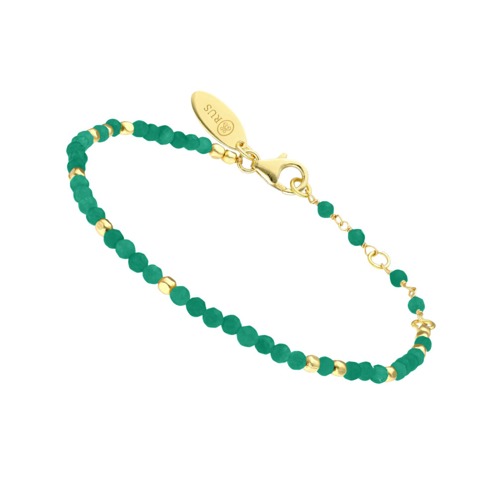 Bracelet argent doré simple perles naturelles onyx vert