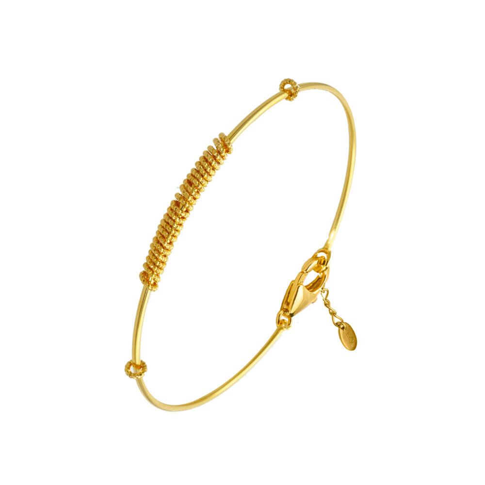 Bracelet argent doré style jonc avec pampilles cercles multiples 1