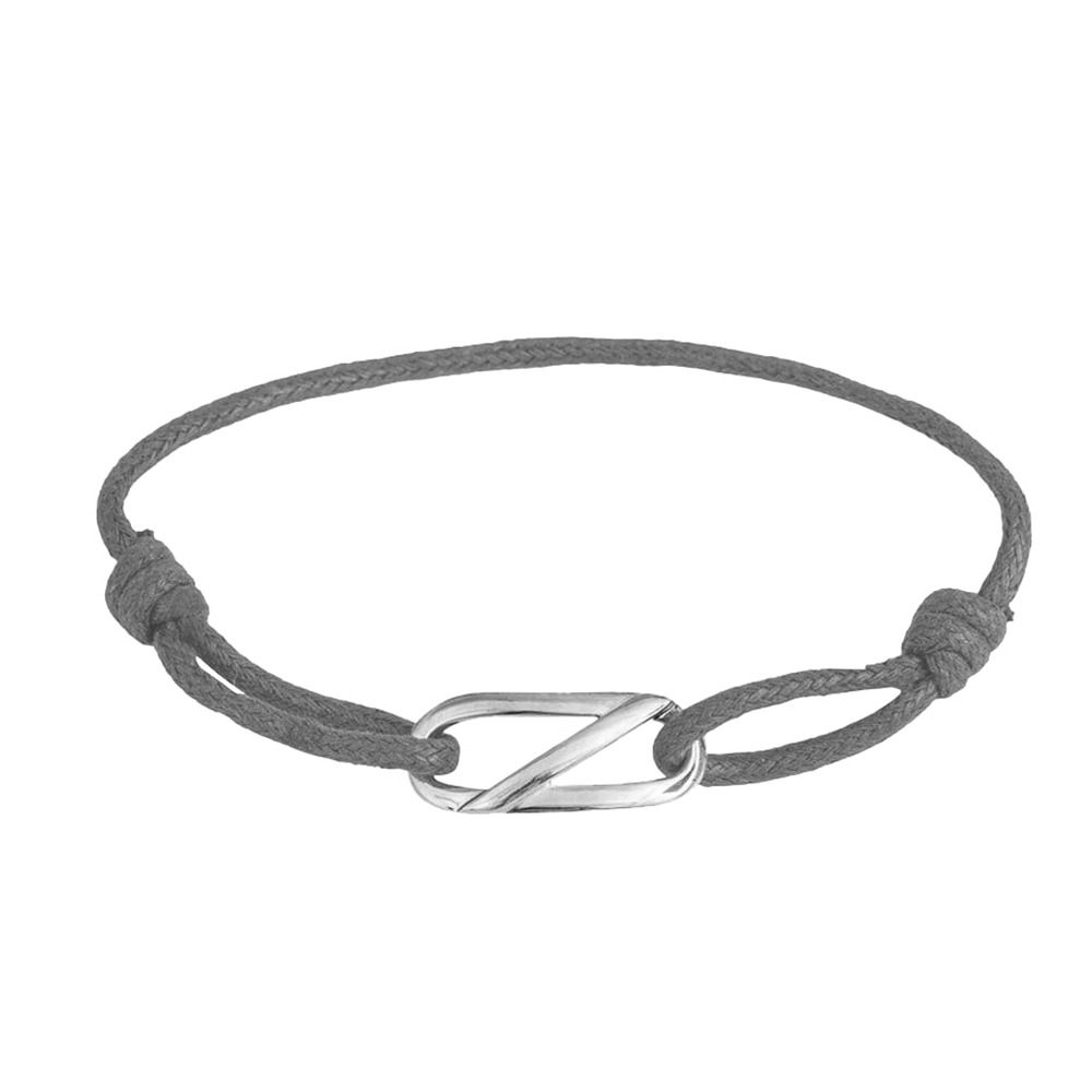 Bracelet argent marine cordon gris 1