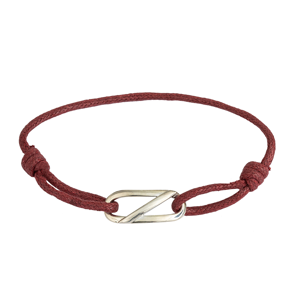 Bracelet argent marine cordon rouge 1
