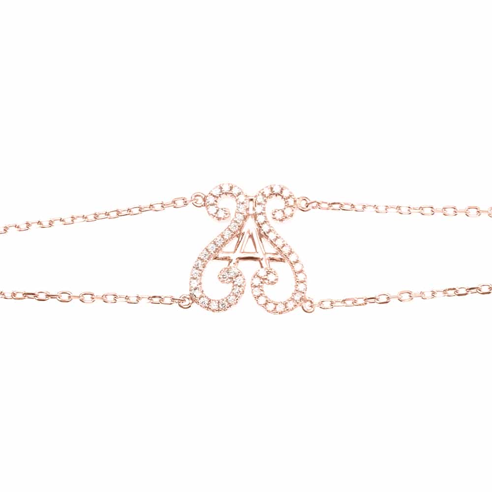 Bracelet argent motif orus sertis rose 5
