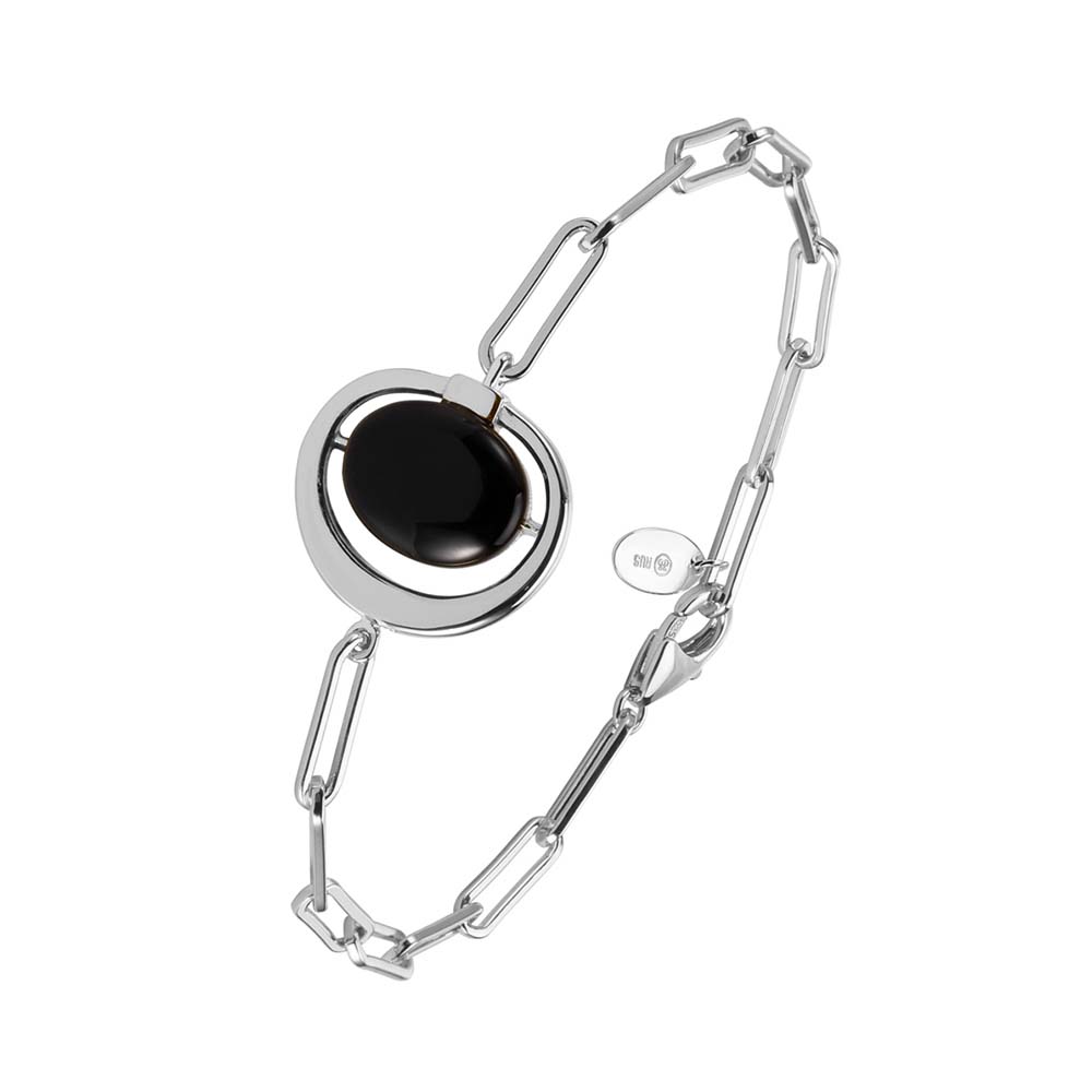 Bracelet argent rhodié alice pierre onyx noire 1