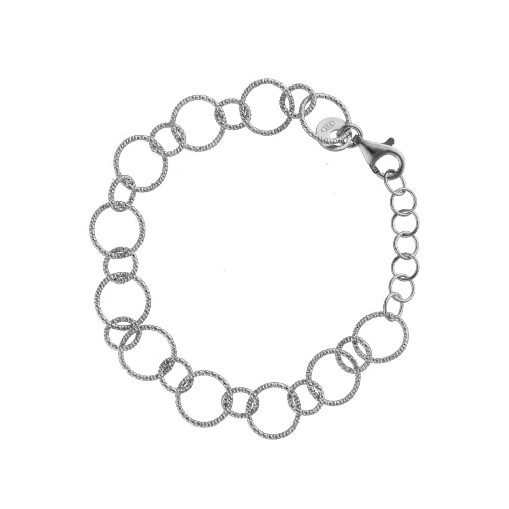 Bracelet argent rhodié cercles diamantés 1