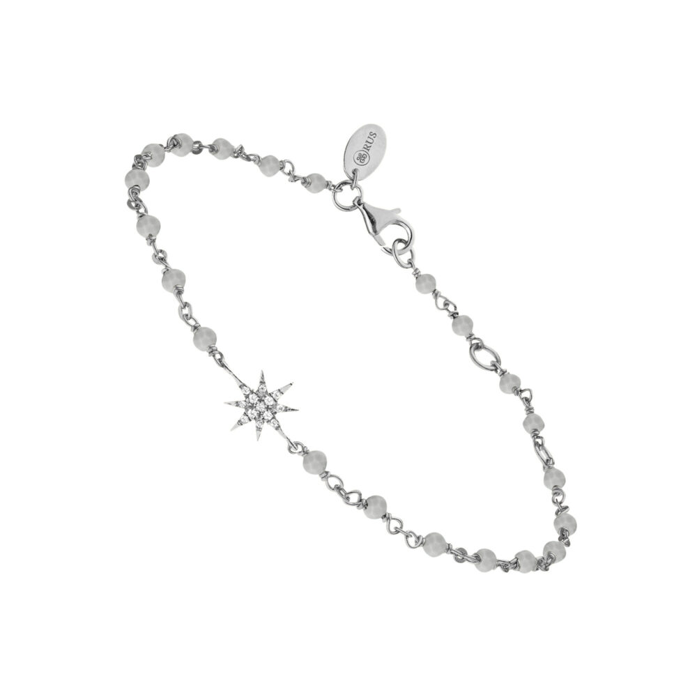 Bracelet argent rhodié étoile zirconium blanc et pierres labradorite
