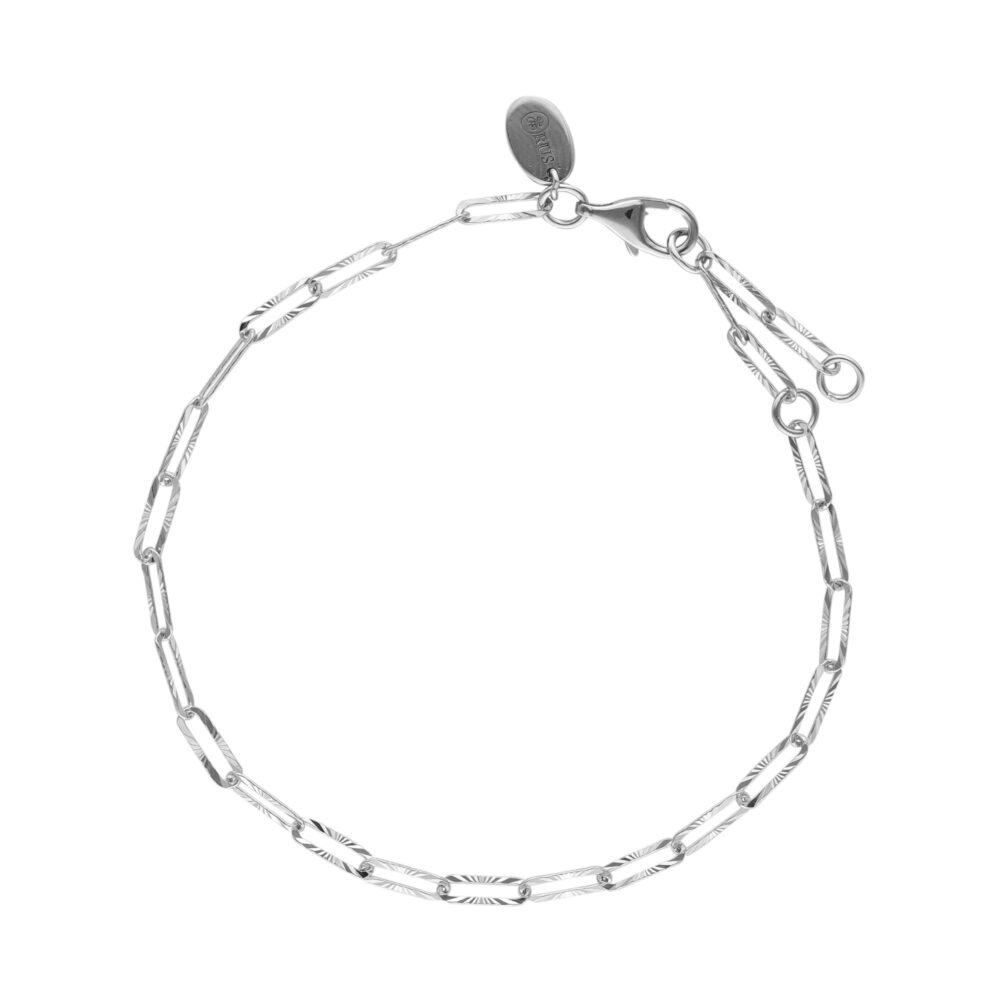 Bracelet argent rhodié maille diamanté
