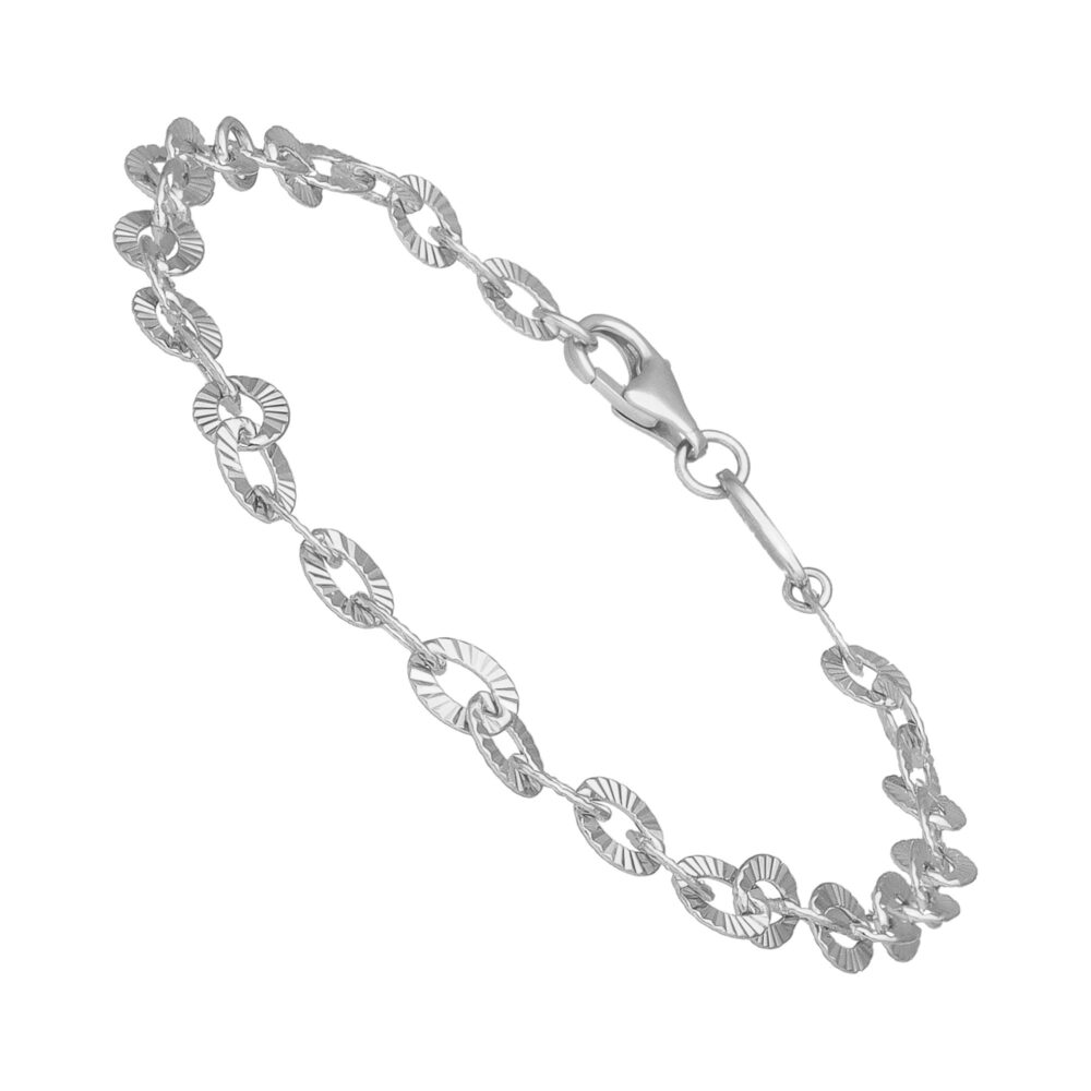 Bracelet argent rhodié maillons diamantés