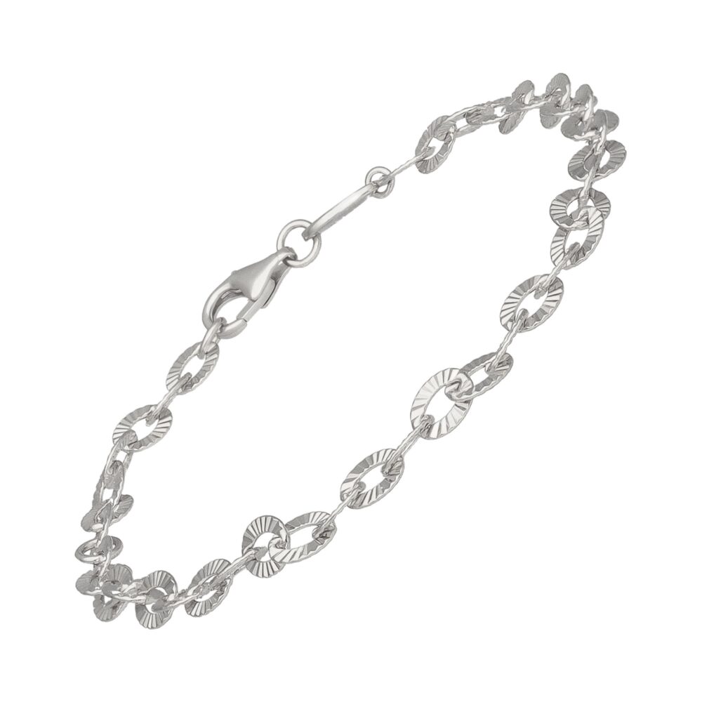 Bracelet argent rhodié maillons diamantés