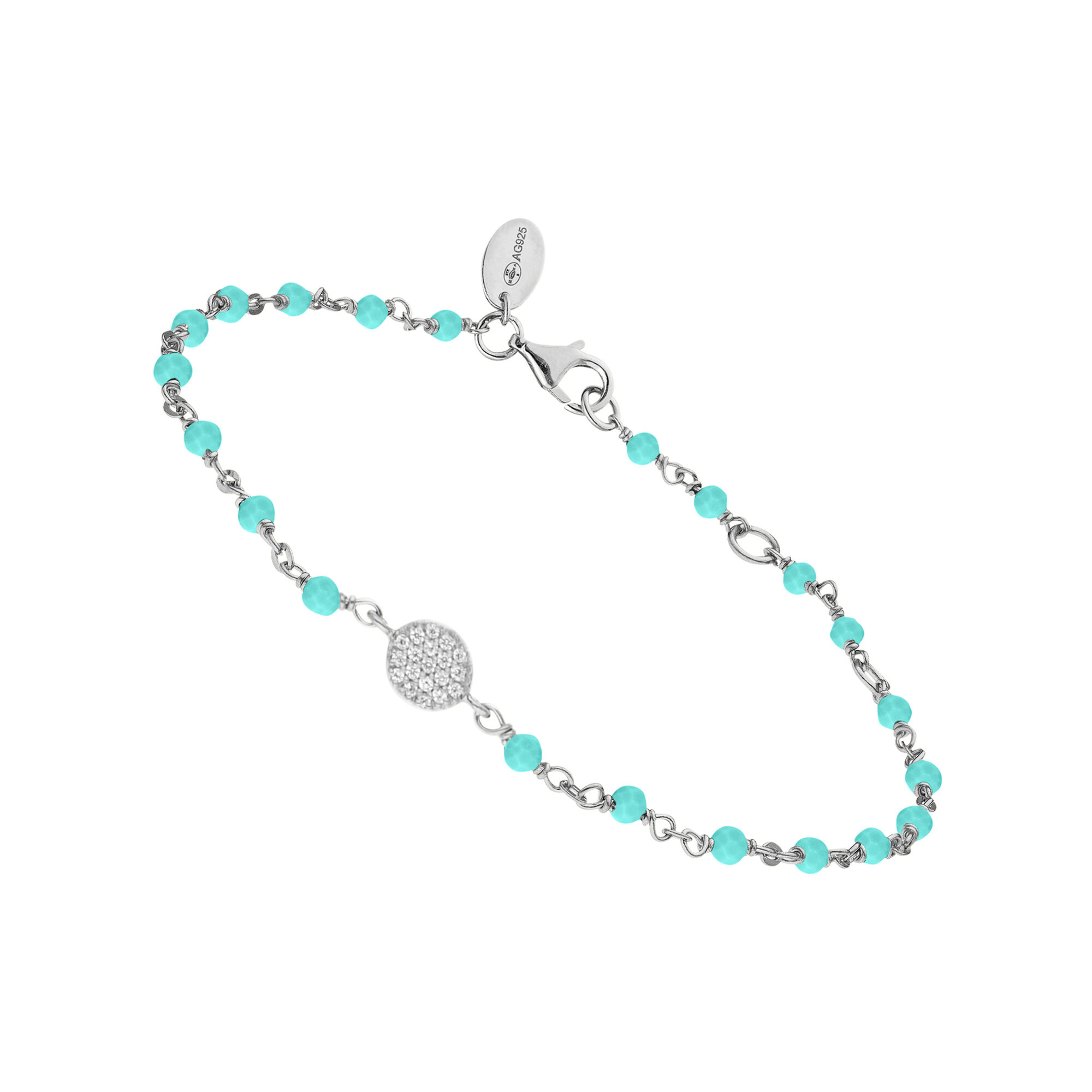 bracelet-argent-rhodie-medaillon-serti-blanc-et-pierre-amazonite Bracelet argent rhodié médaillon serti blanc et pierre amazonite 1