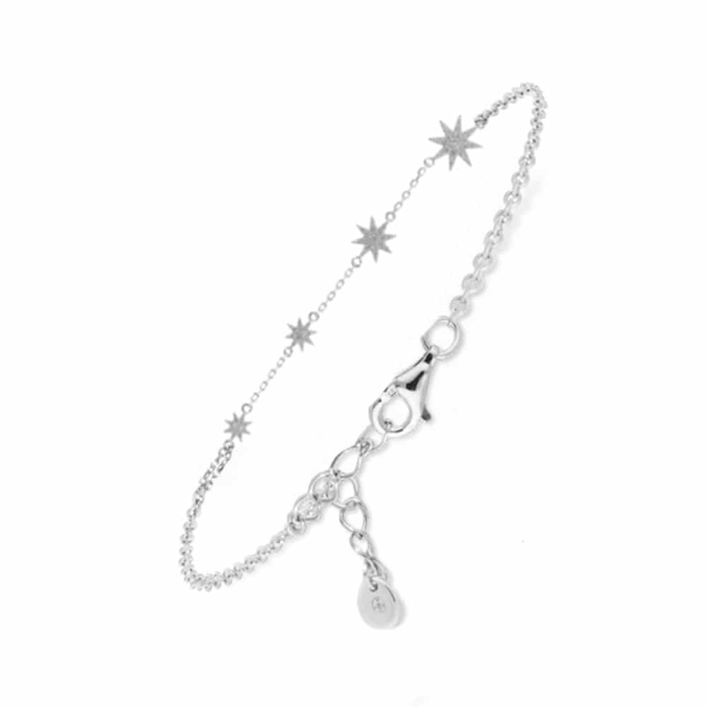 Bracelet argent rhodié motif étoiles 1