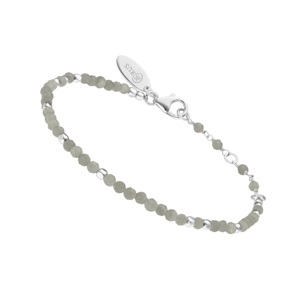 Bracelet argent rhodié simple perles naturelles labradorite