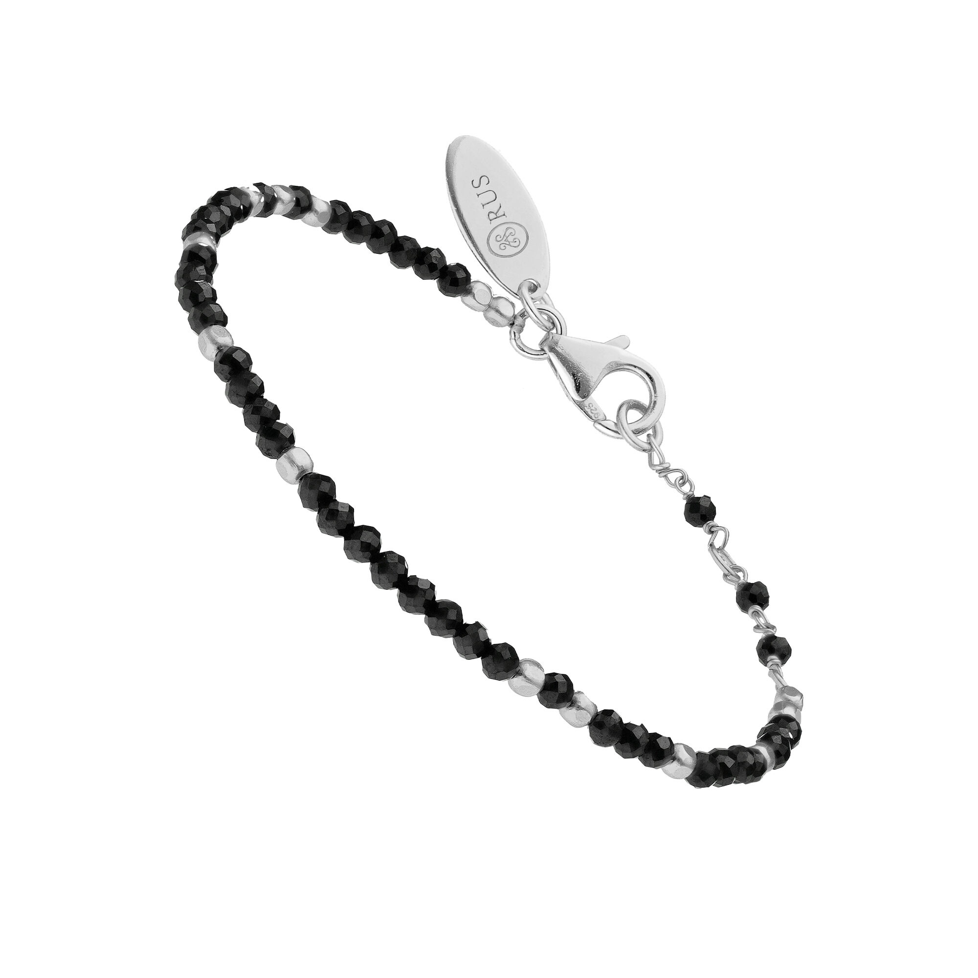 bracelet-argent-rhodie-simple-perles-naturelles-noires Bracelet argent rhodié simple perles naturelles noires 1