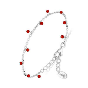 Bracelet argent rhodié perles pierre onyx rouge 3