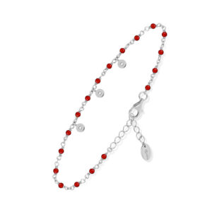 Bracelet argent rhodié serties et pierre onyx rouge 3