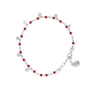 Bracelet argent rhodié petites perles pampilles et pierre onyx rouge 3