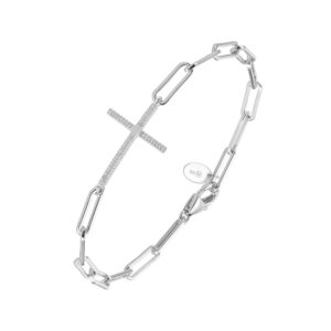 bracelet-chaine-argent-croix-serti-de-pierre-blanche Bracelet chaine argent croix serti de pierre blanche 4