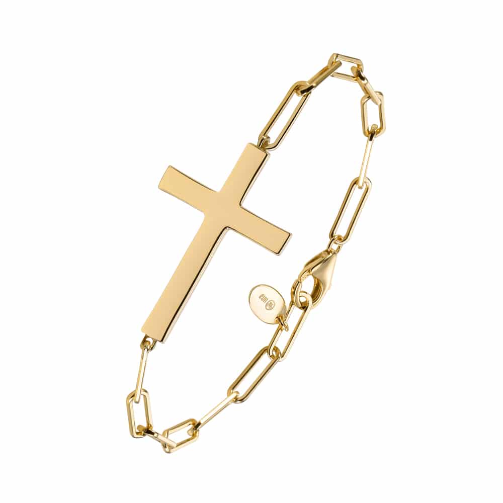 Bracelet chaine argent doré croix marie 1