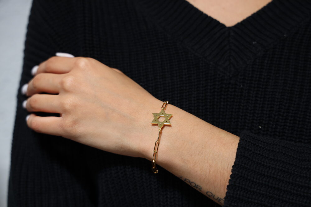 Chain bracelet gold silver star of david 3